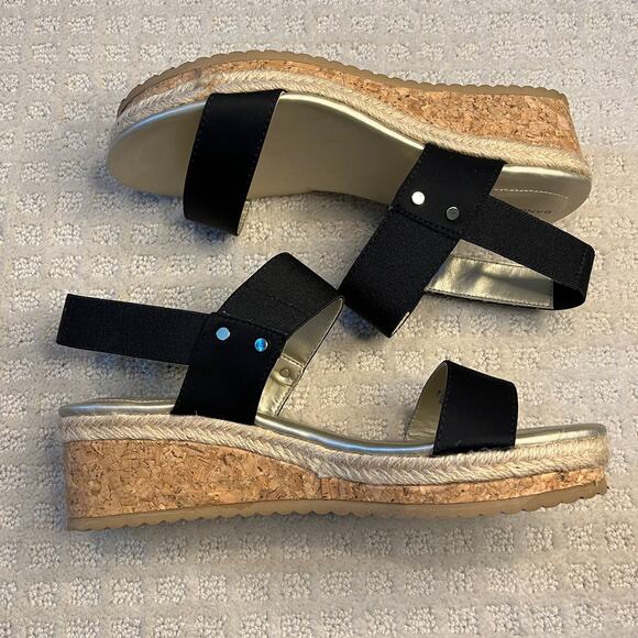 Bandolino Grace Cork Wedge Sandals Black Size 7.5 - Picture 5 of 9